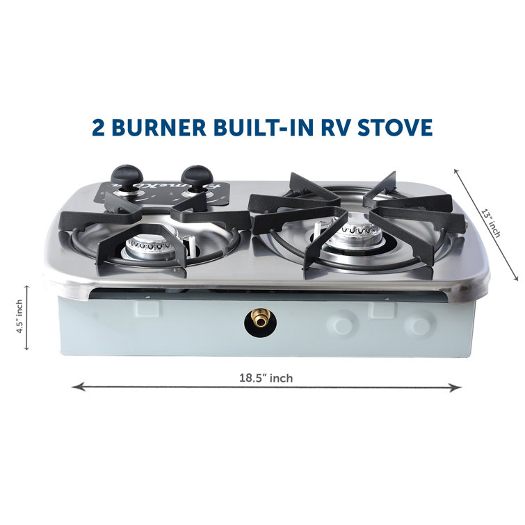 Flame King LP Gas DropIn 2 Burner RV Cooktop Stove Stainless Steel